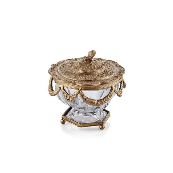 LMD ALTIGEN TABANLI KAPAKLI ŞEKERLİK ANTİK GOLD 11*11*8 CM