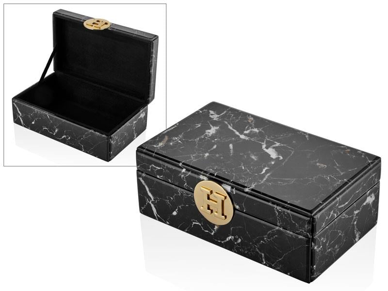 LMD BLACK MARBLE LARGE RECTANGULAR BOX 26X15X10 CM