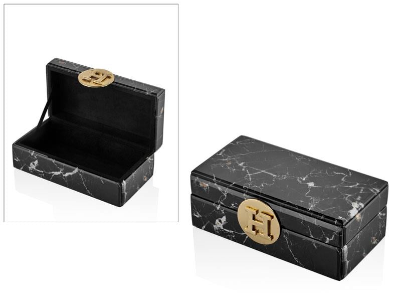 LMD BLACK MARBLE SMALL RECTANGULAR BOX 21X11X8 CM