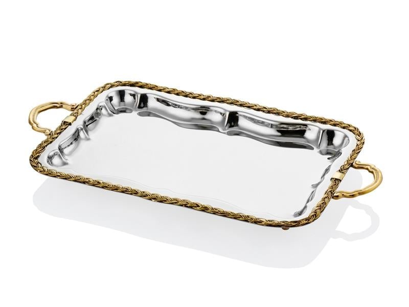 LMD BLACK PEARL HALAT DESENLİ BUYUK BOY DUZ TEPSI 42X2 8X5 CM