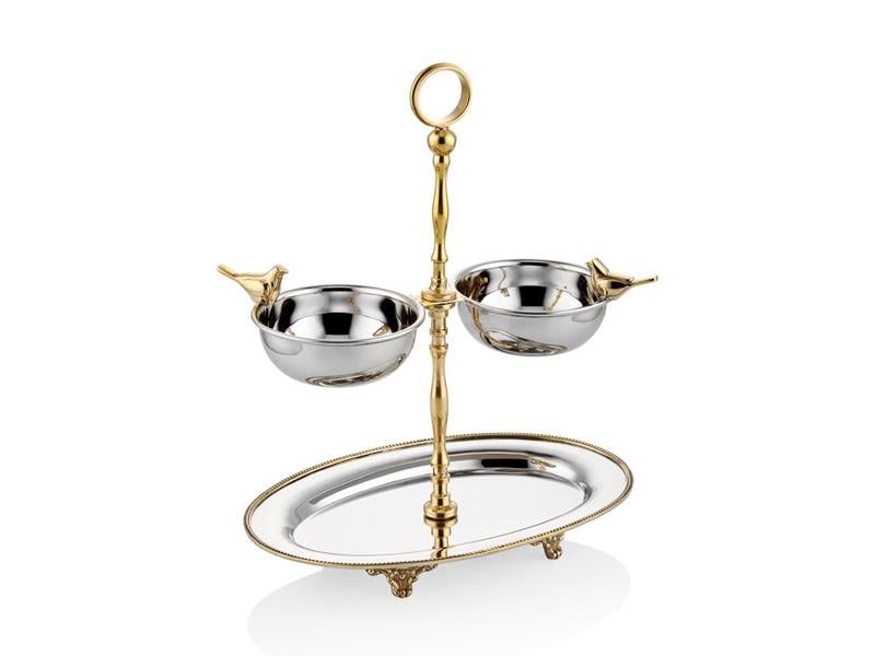 LMD BLACK PEARL KUSLU ALTI YUVARLAK 2LI SUNUM 25X11X31 CM