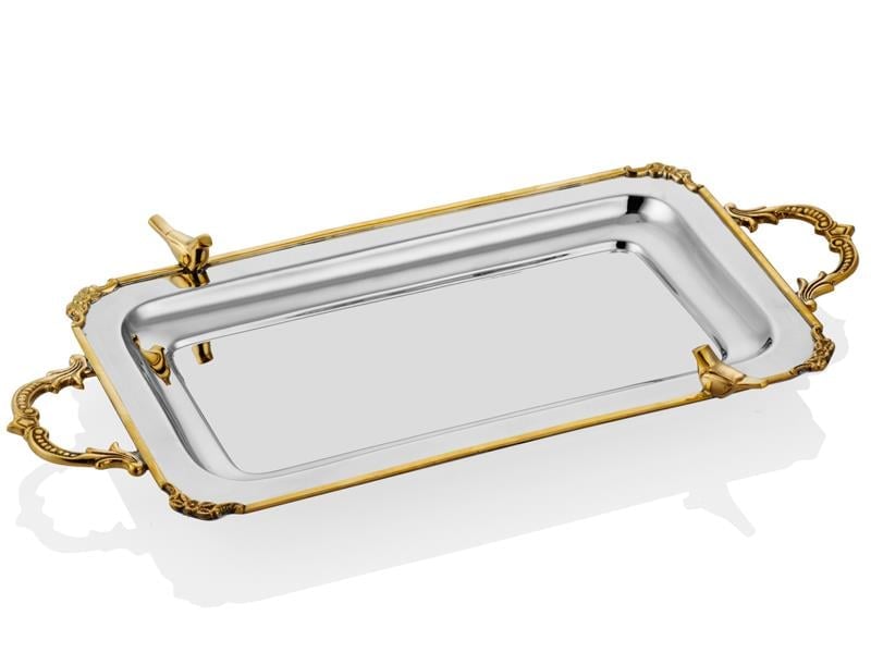 LMD BLACK PEARL KUSLU KULPLU DIKDORTGEN TEPSI KUCUK 46.5X21.5X5.5 CM (6)