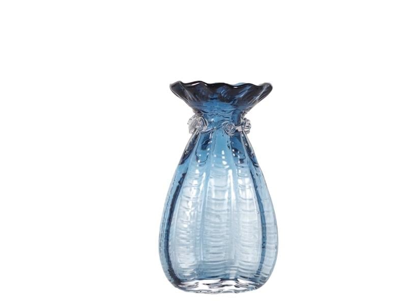 LMD BLUE POUCH LARGE GLASS VASE 16X12,5X27,5 CM