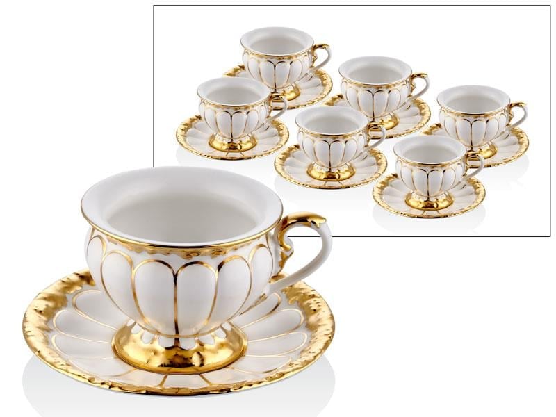 LMD DAISY WHITE GOLD 6PCS COFFEE CUPS SET