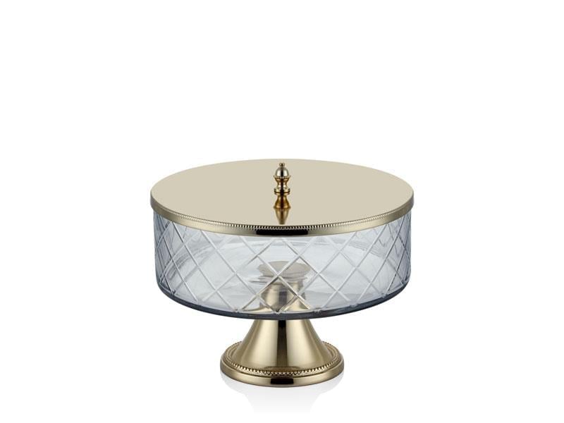 LMD DC AYAKLI VE KAPAKLI BUYUK KAVANOZ GOLD 26,5X26,5X22,5 CM