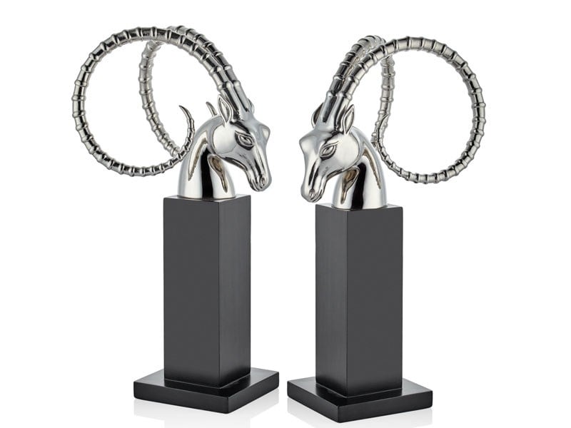 Lmd Deer Head Decor 2 Pcs Set Nıckel 19x25,5x52 Cm