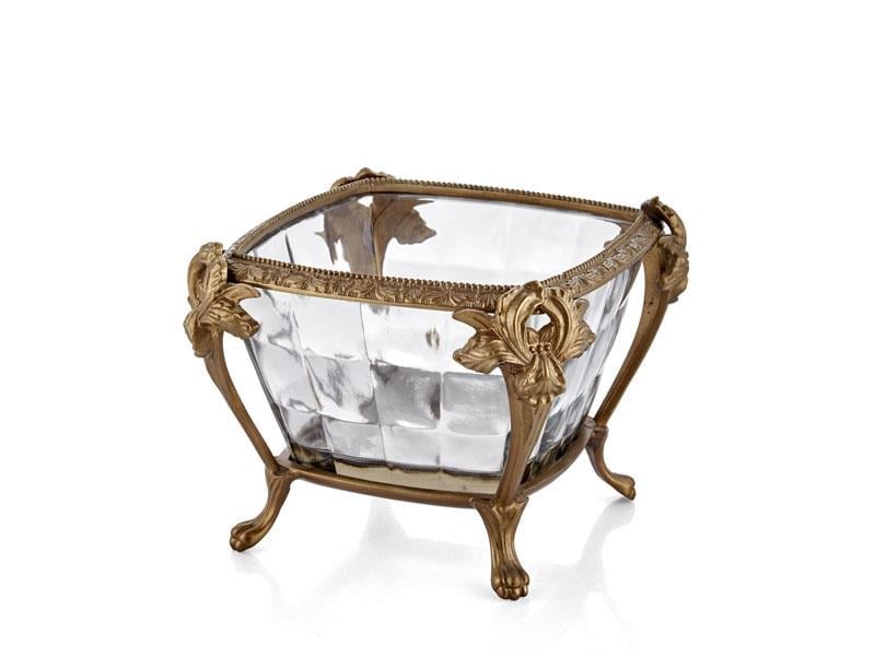 LMD DEKORATİF AYAKLI KARE KASE ANTIK GOLD 21*21*17 CM