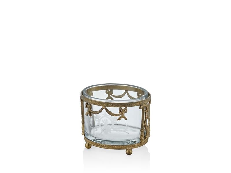 LMD ETCHING ANTIK GOLD KAPAKLI MINI KUTU 11X9X9 CM