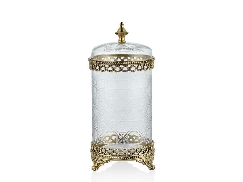 LMD FANCY BIG GLASS BOX ANTIQUE GOLD 13X28CM
