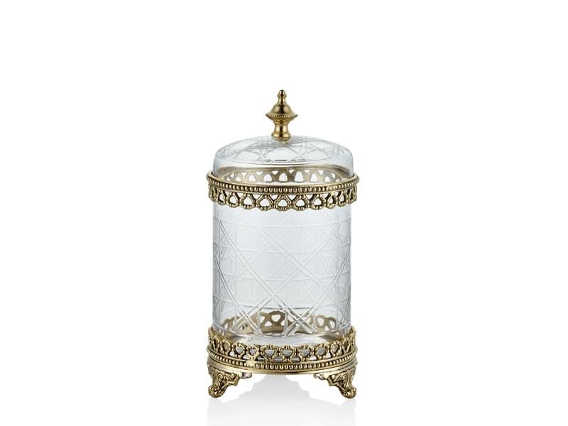 LMD FANCY MEDIUM GLASS BOX ANTIQUE GOLD 13X24CM
