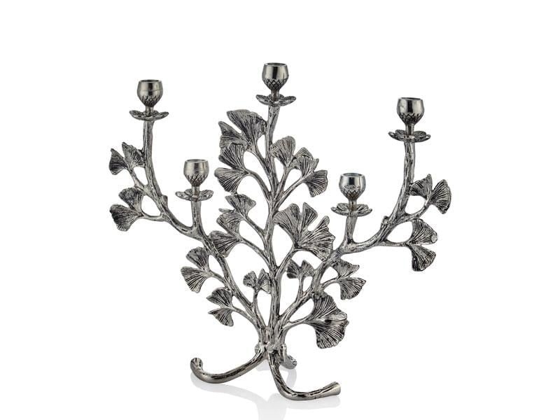 LMD GINGKO LEAF 5 LIGHTS CANDLE HOLDER NICKEL 45,8*15,5*42 CM