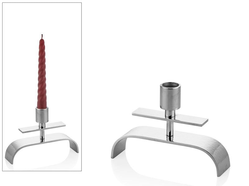 LMD HALF ELIPS NICKEL SMALL CANDLE HOLDER 16X4X12CM
