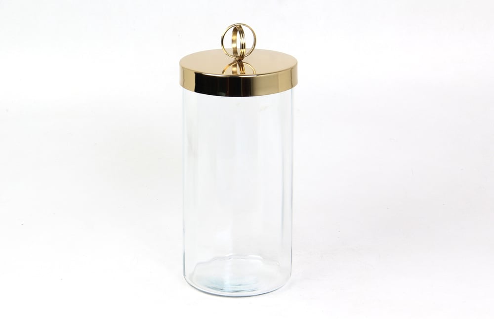 Lmd Halka Kulplu Optık Cam Buyuk Gold Kavanoz 13,513,5x30 Cm