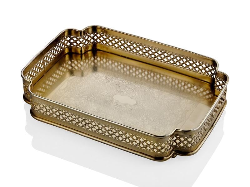 LMD JAALI GOLD DIKDORTGEN TEPSI 39X27,5X6,5CM