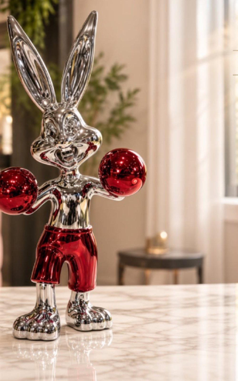 Lmd Kırmızı Eldıvenlı Gumus Bugs Bunny Kucuk Boy 16x17x32 Cm