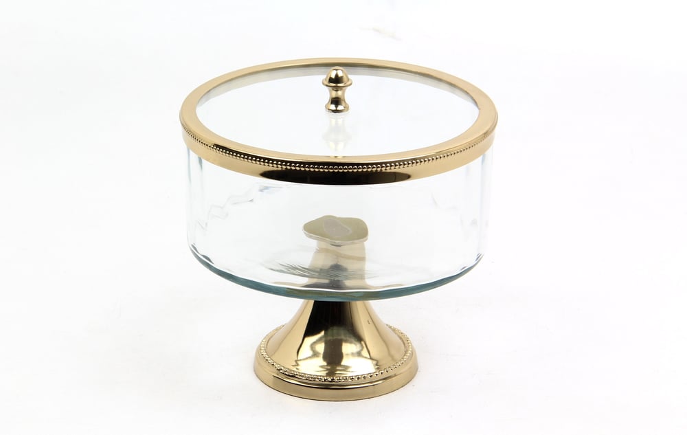 Lmd Optık Cam Ayaklı Orta Boy Gold Kavanoz 18,5x18,5x21 Cm