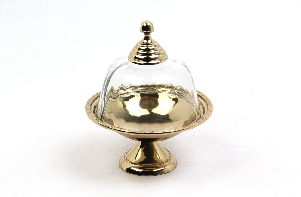Lmd Optık Cam Kapaklı Ayaklı Mını Gold Stand 13,8x13,8x16,5 Cm