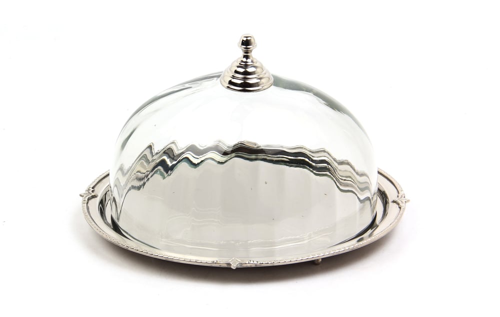 Lmd Optık Cam Nıkel Oval Kek Standı 25,5x31x18,5 Cm