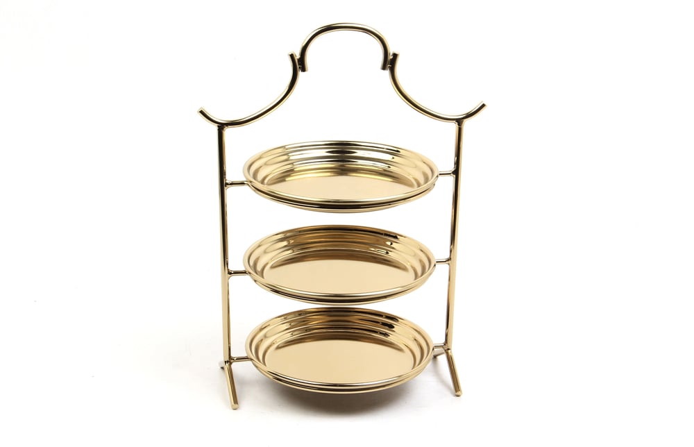 Lmd Paslanmaz Celık 3 Katlı Gold Stand 23,5x16,5x32 Cm