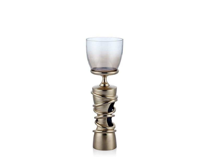 LMD PLAYFUL SMALL GOLD PILLAR HOLDER 14X14X42CM