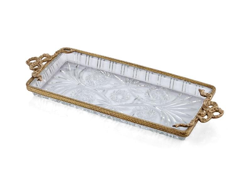 LMD RECTANGULAR DEKORATİF TEPSİ ANTIK GOLD 43*15*13,5 CM