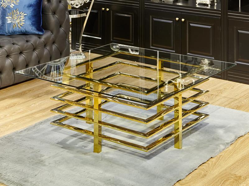 LMD RONIX SERISI GOLD KAHVE MASASI 105X105X45 CM