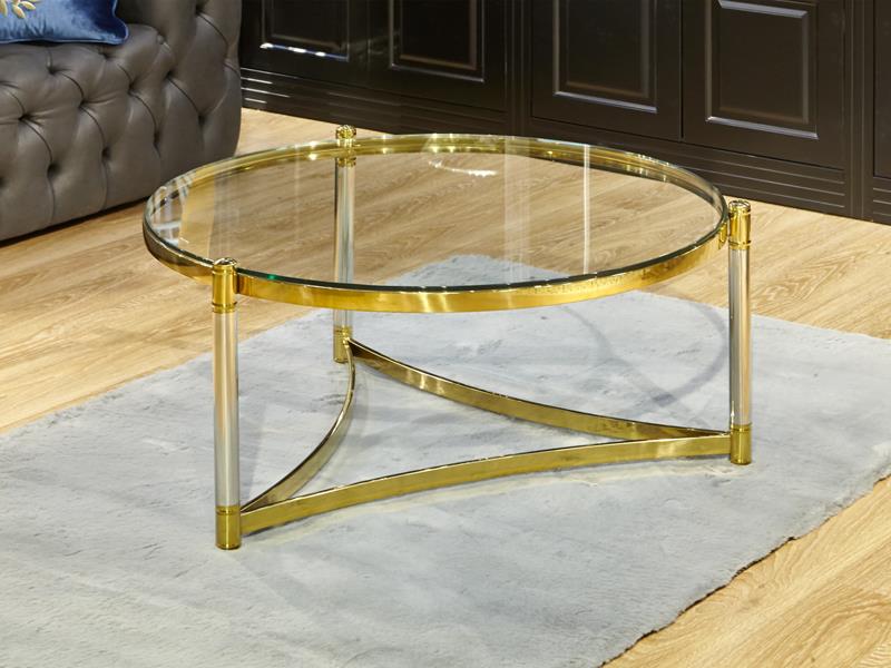 LMD SHAYA GOLD SILVER KAHVE MASASI 90X45 CM