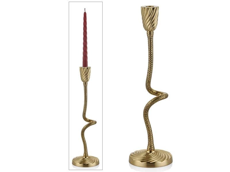 LMD TWISTED BIG CANDLE STAND ANTIQUE GOLD 43CM