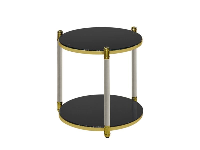 LMD WELLS YUVARLAK YAN SEHPA  GOLD ÇİFT SİYAH CAMLI 50X53 CM