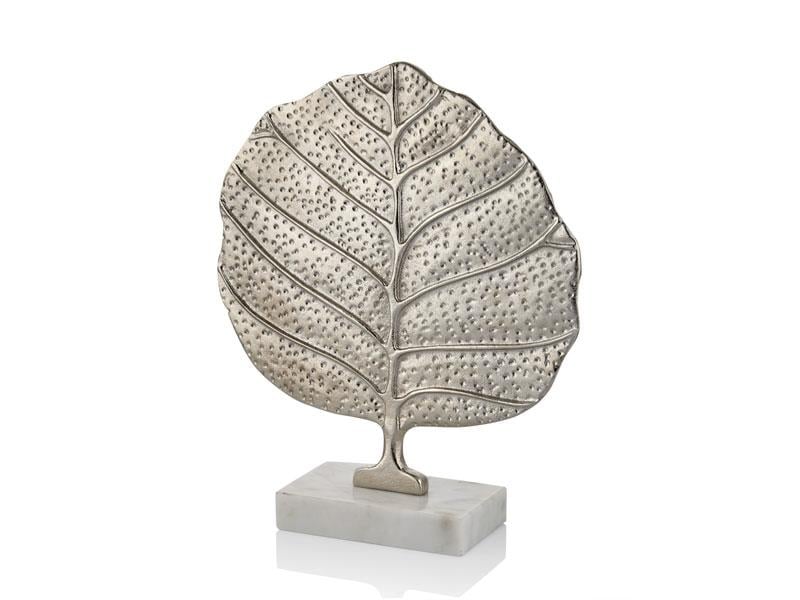 LMD YAPRAK DEKORATIF BEYAZ MERMER TABANLI SILVER 27X8X30 CM (3)