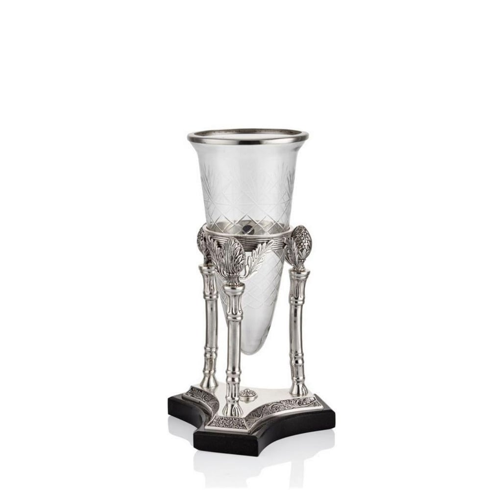 LMD ZEUS KONIK CAMLI SILVER KUCUK BOY VAZO 23X23X45 CM