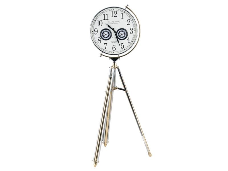 LMDR 3 TIMER CLOCK ON TRIPOD NICKEL SHINY BRASS BLACK 57X57X149 CM