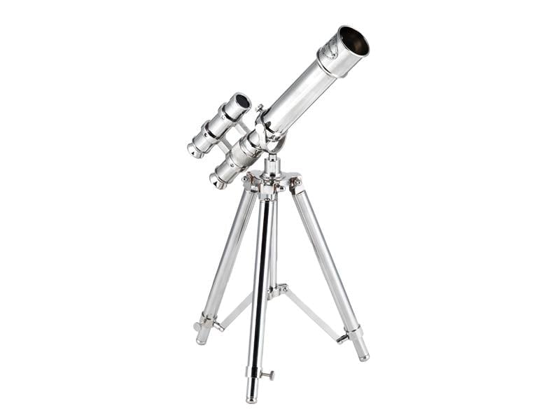 LMDR DECORATIVE NICKELTELESCOPE ON TRIPOD 23,5X31X45 CM