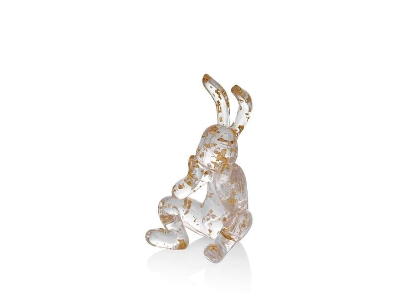 LMDR RABBIT THINKING CLEAR RESIN GOLD DECOR 11X10X18,5 CM