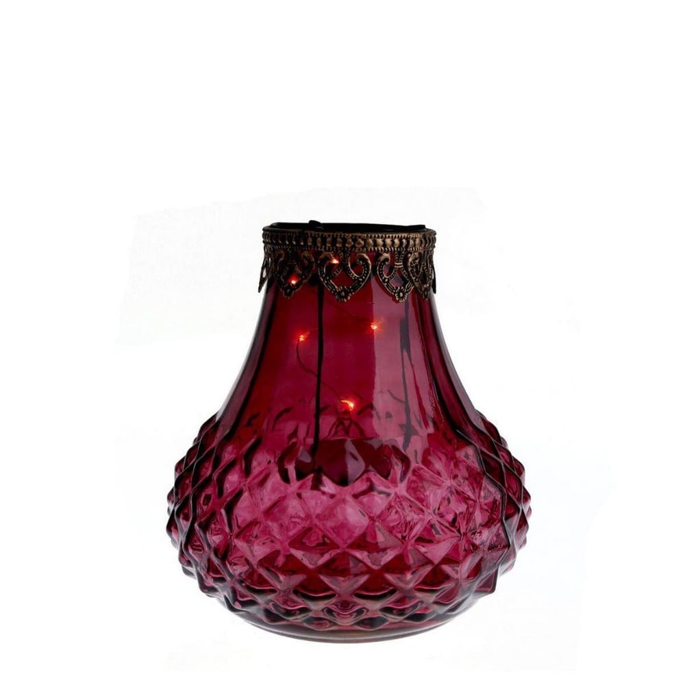 LUCKY ART BORDO LEDLİ CAM DEKOR 18X19 CM