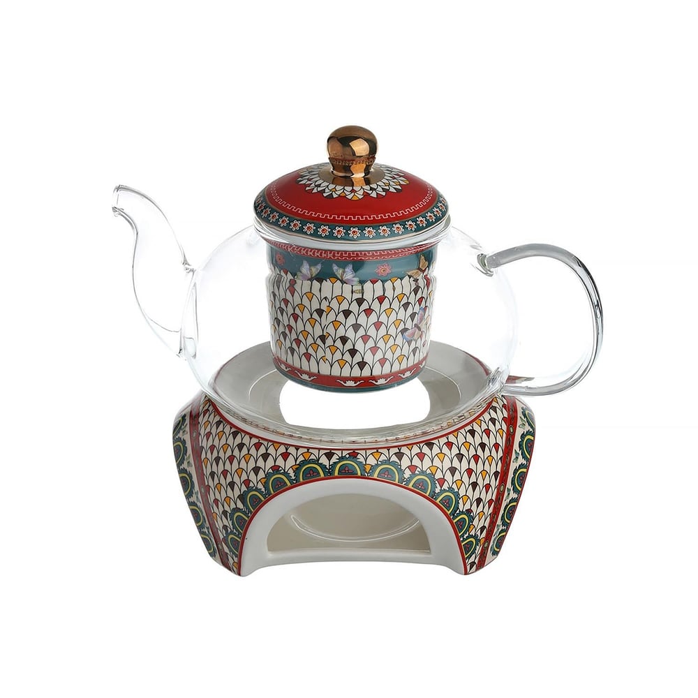 Lucky Art Lıora Bone Isıtıcılı Cam Demlik