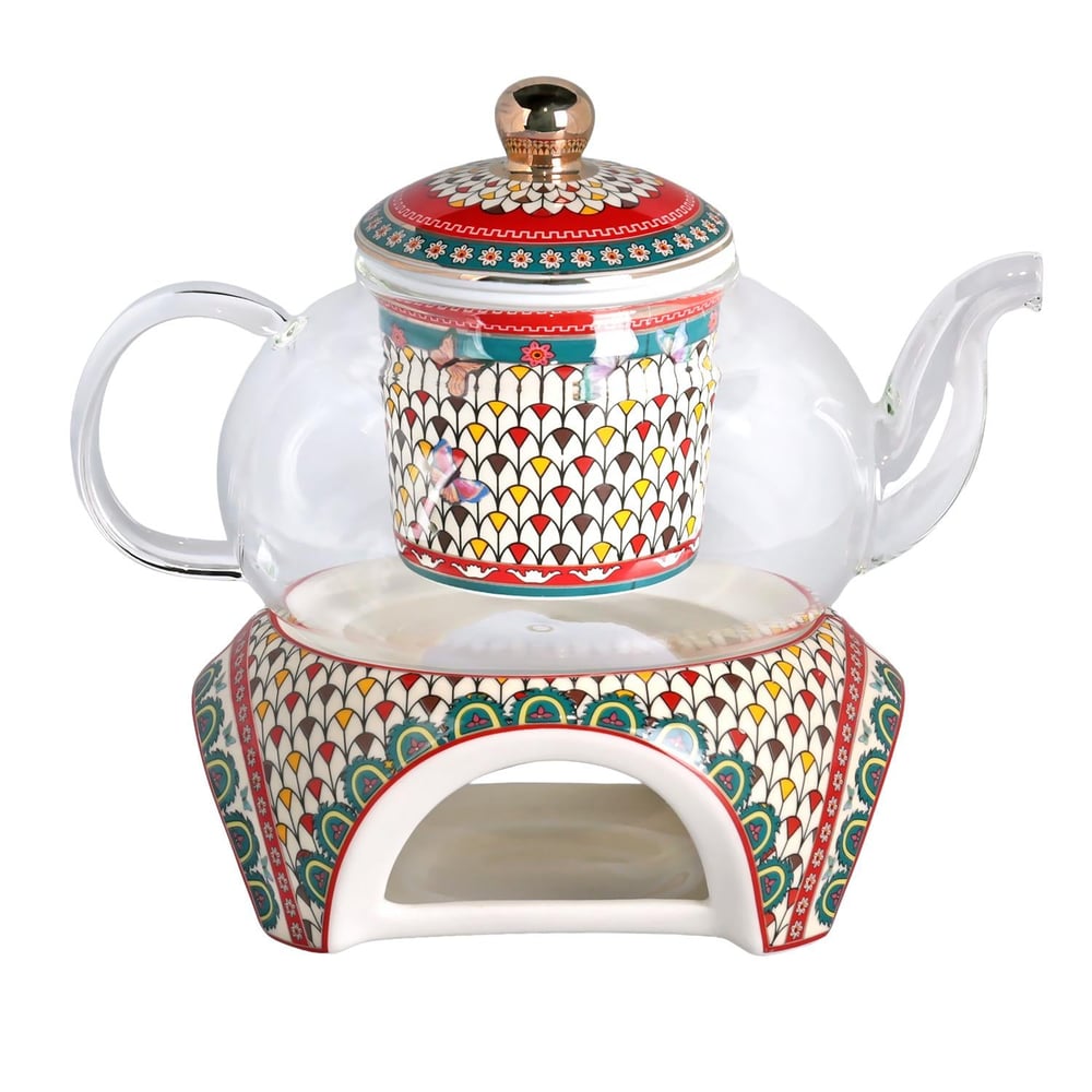 Lucky Art Lıora Bone Isıtıcılı Cam Demlik