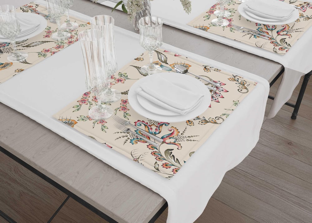 Mia Flower- 2 Amerikan Servis 6 Lı  Set - 50 X 35 Cm