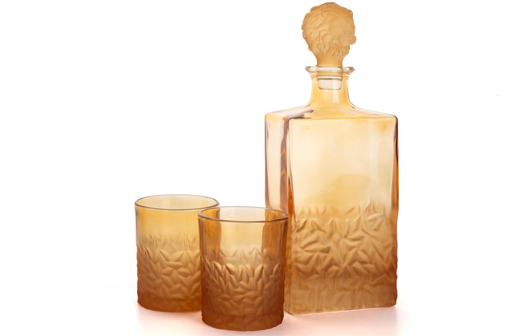 MİKASA Amber Aslan Kapaklı Cam Viski Seti 3Prç 800ml-280ml
