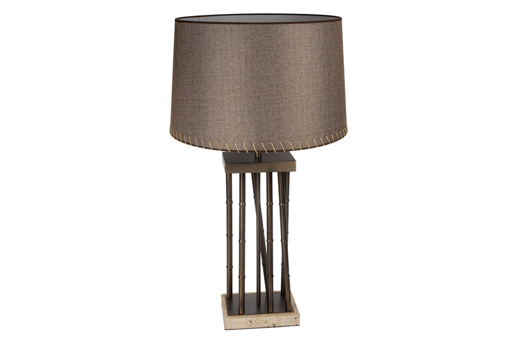 Mikasa Antik Bronz Ayaklı Kahverengi Abajur 45x92cm