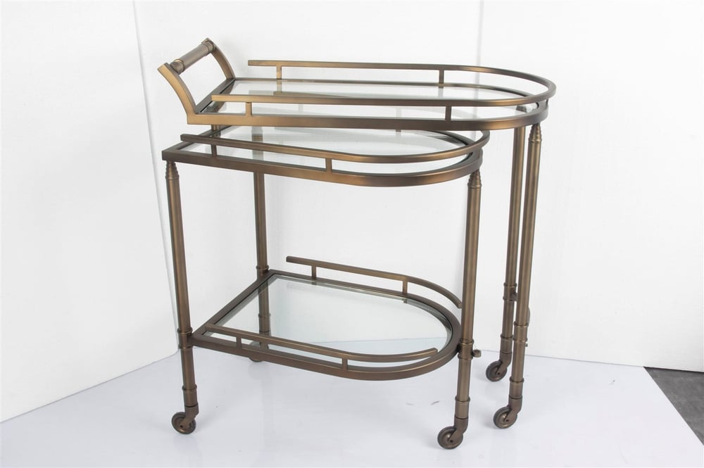 Mikasa Antik Bronz Çelik Servis Arabası 76x40x82cm