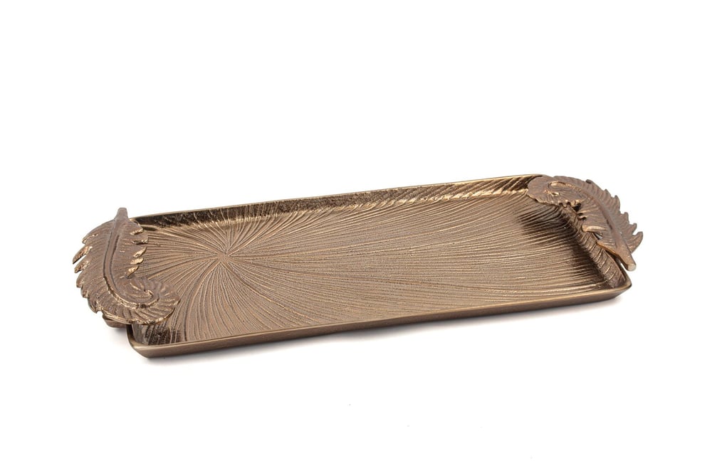 Mikasa Antik Bronz Tüy Kulplu Tepsi 58x24x4cm