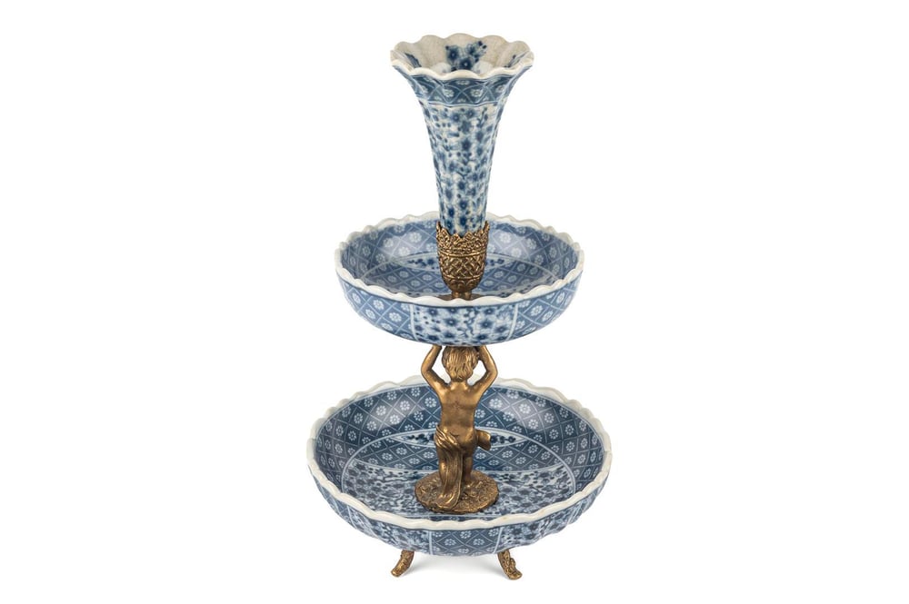 Mikasa Blue Blanc 2 Katlı Pors Dekor Obje 21X2 Cm