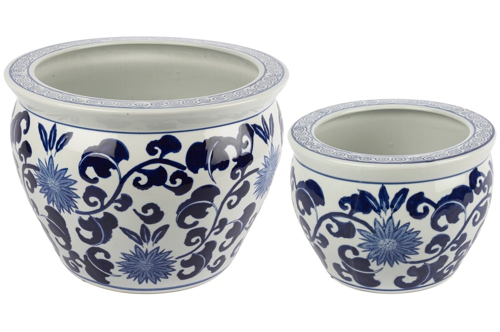 Mikasa Blue Blanc 2li Saksı 36x26cm 25x19cm