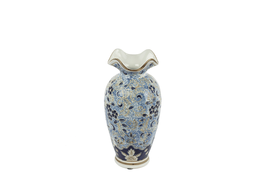 Mikasa Blue Blanc Dek Vazo 13x23cm