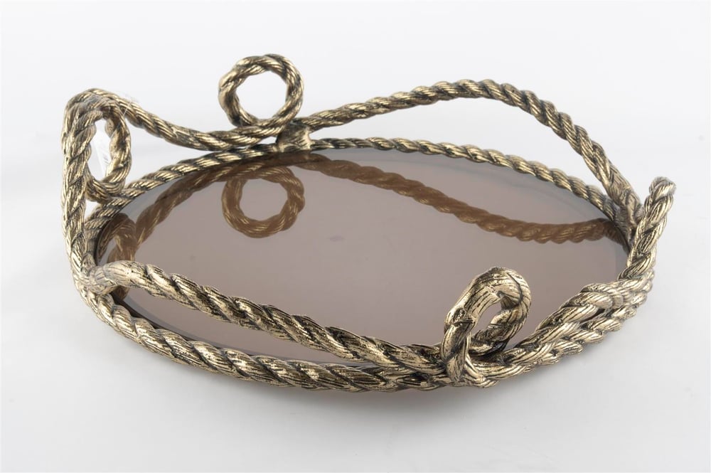 MİKASA BRONZ HALAT CAM TEPSİ 44X48 CM