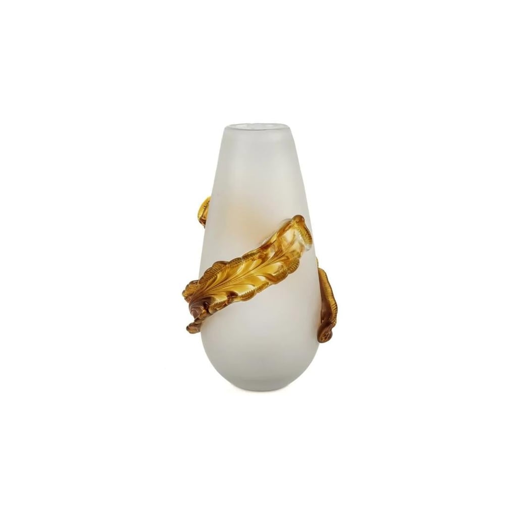 MİKASA Buzlu Camlı Amberli Cam Vazo 20x36cm