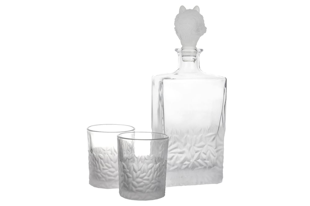 MİKASA Buzlu Kurt Kapaklı Cam Viski Seti 3Prç  800ml-280ml