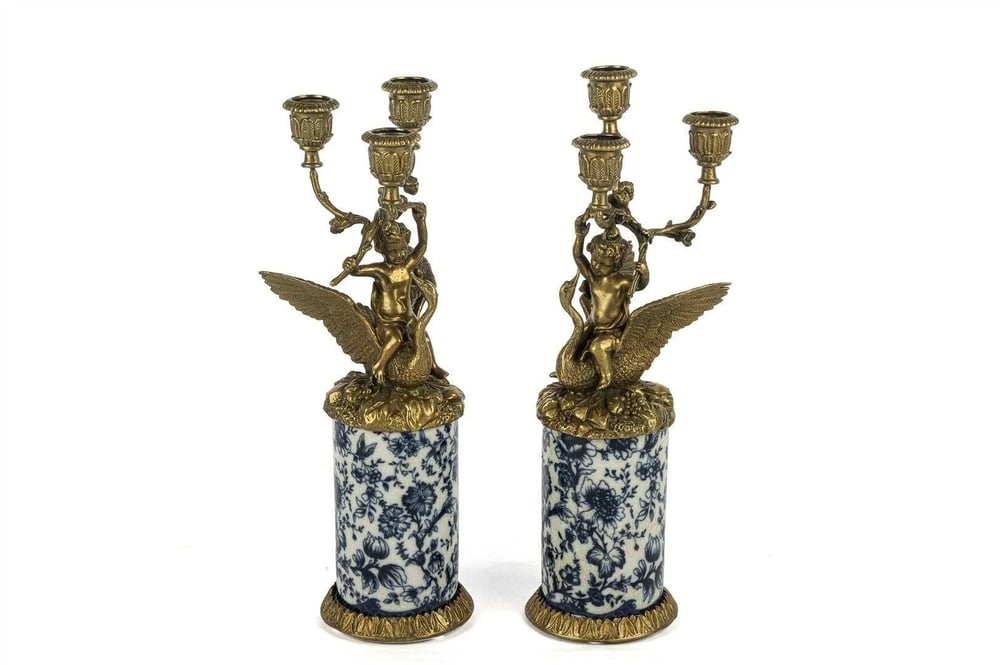 MİKASA ÇİÇEK DESENLİ MELEK 2Lİ ŞAMDAN 14X35 CM