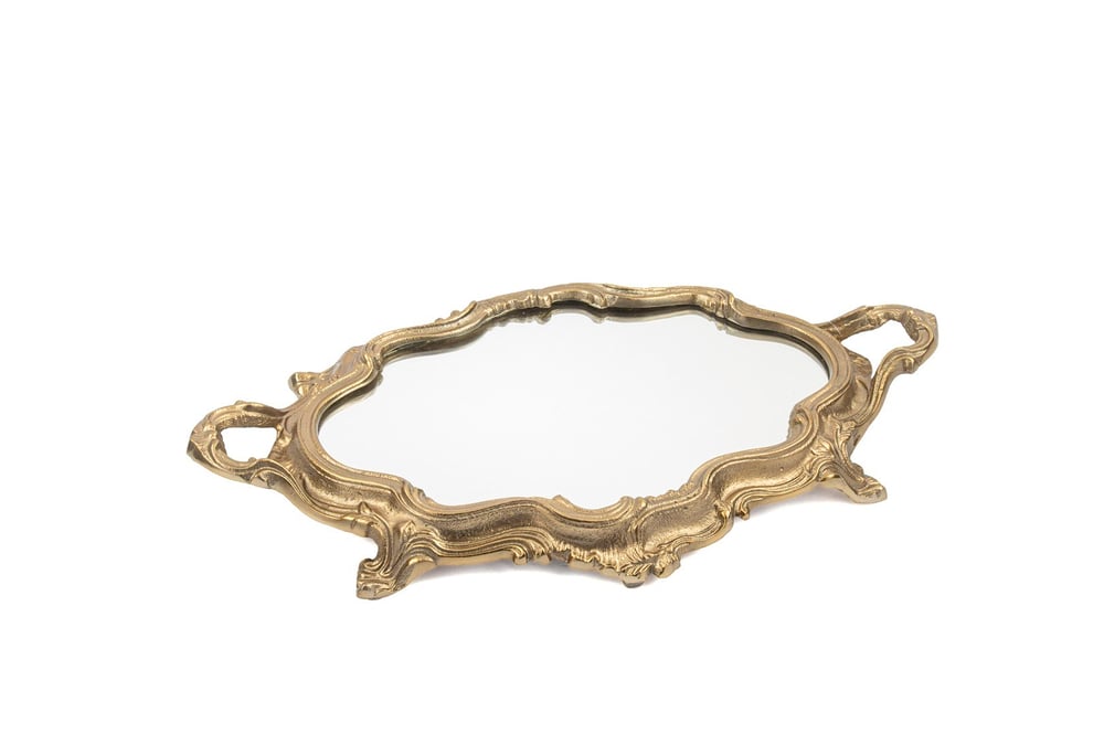 Mikasa Gold Oval Aynalı Metal Dek Tepsi 46x28cm